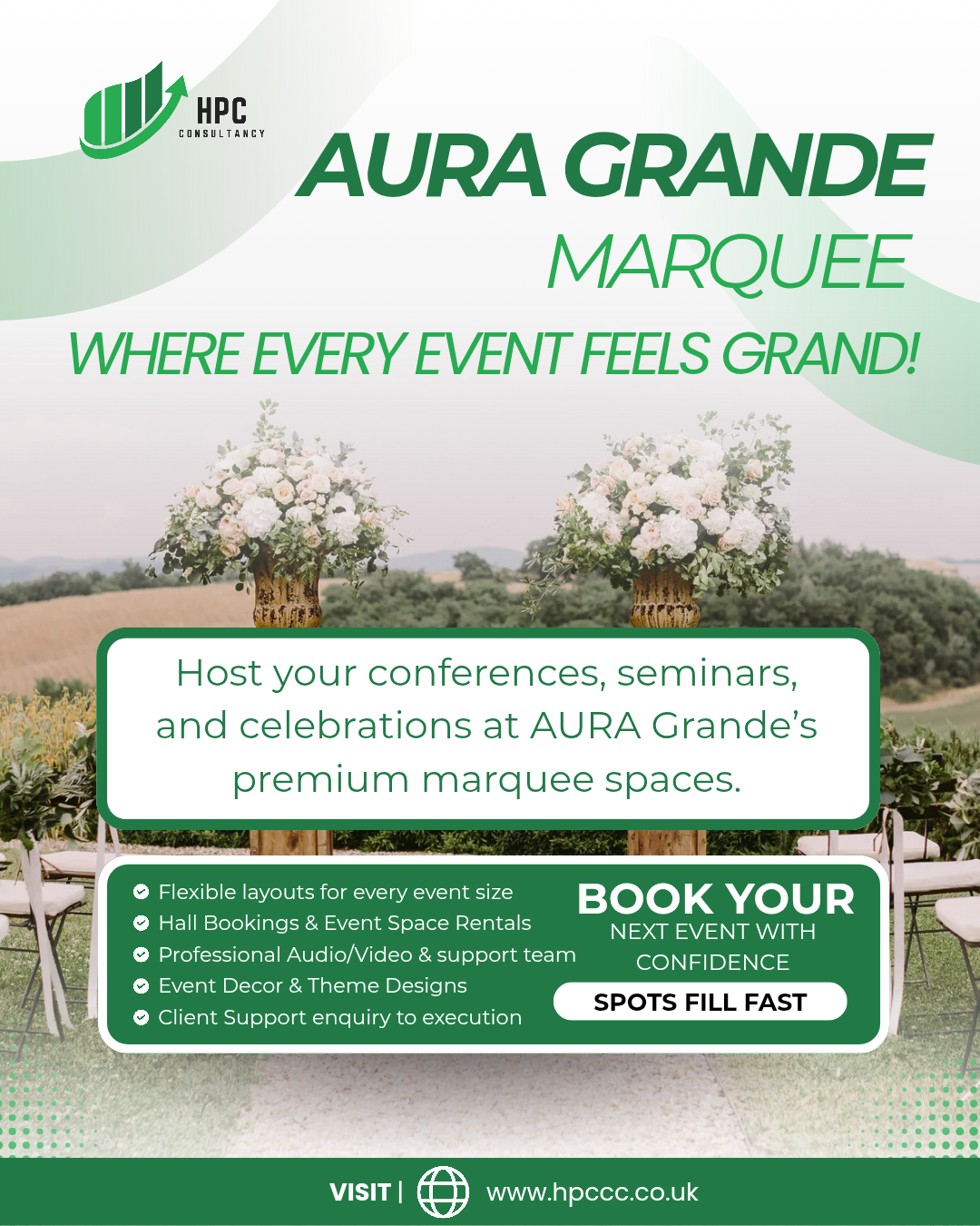 Aura Grande Marquee Booking